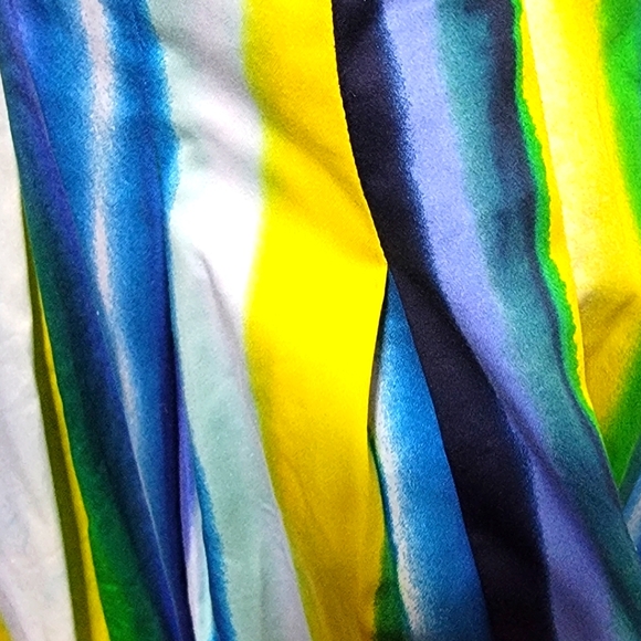 Calvin Klein Marimekko Rainbow Striped Full Pleated Halter Dress Size 6. #763 - Picture 4 of 8